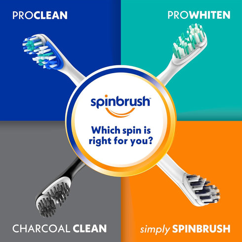 Spinbrush Pro Clean Replacement Toothbrush Heads, Soft Bristles, Dentist Recommended, 4-Pack