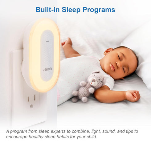 VTech BC8113 V-Hush Plug Sleep Training Soother with 40 Stories/Songs/Sounds & Record Your Voice, Bluetooth Speaker,