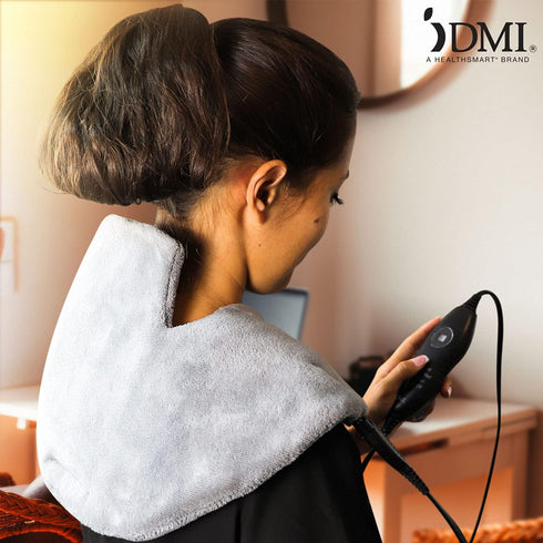 DMI Heating Pad for Headache, Neck, Shoulder & Back Pain Relief, FSA and HSA Eligible, Gray, 18 X 15, Medium