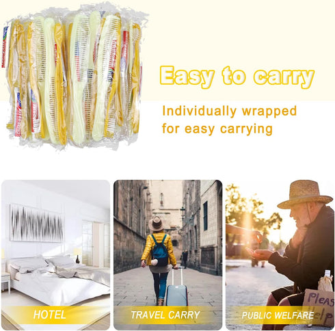 20 Pack Disposable Toothbrushes with Toothpaste and Comb Set,10g Toothpaste,7inch Hair Comb,Individually Wrapped Disposable Travel Toothbrushes Kit in Bulk for Homeless,Airbnb,Hotel,Charity