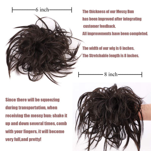 Lativ Messy Hair Bun Scrunchies Extension, Brown Hair Accessories with Elastic Rubber Band for Women Girls