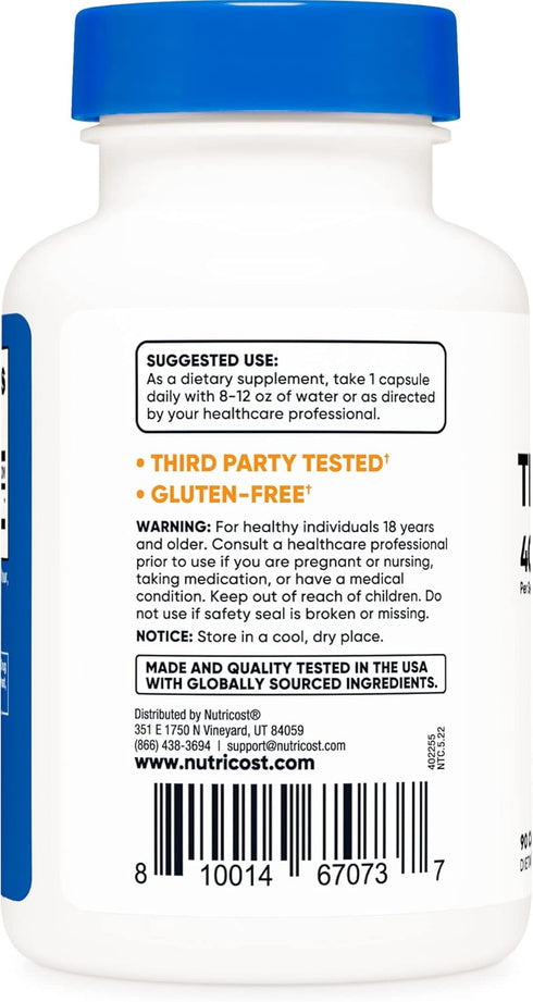 Nutricost Theobromine 400mg - 90 Vegetarian Capsules, Gluten Free, Non-GMO