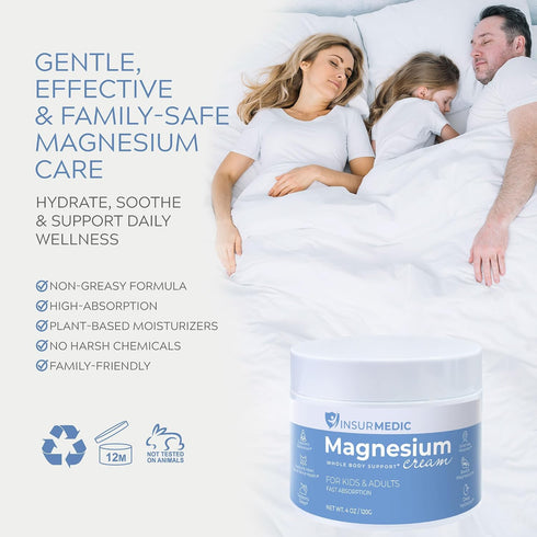 InsurMedic Magnesium Cream for Neuropathy - Nerve Muscle Cramps & Body Pain Support Topical Lotion for Kids Adults