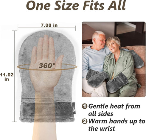 Heated Mitts for Arthritis, Microwavable Hand Warmer for Stiff Joints, Unscented Therapy Mittens, Grey
