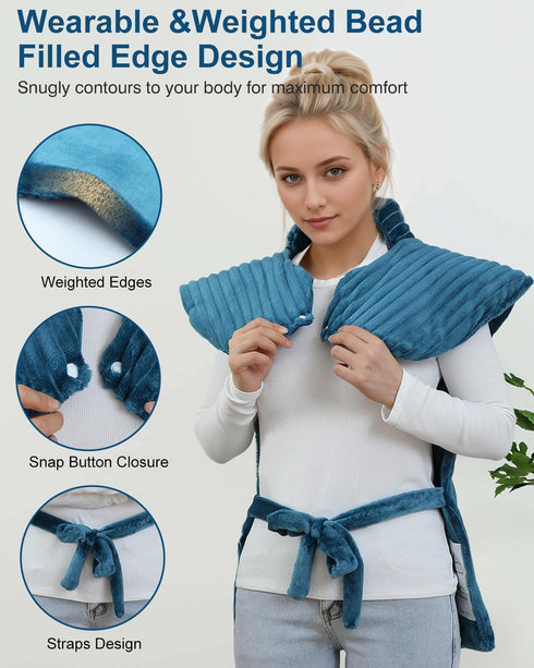 Shoulders,24"x35" 2 Massagers,Auto-shutoff,2 Settings,4 Vibrating Heating Pad for Neck and Large Heating Pads for Back