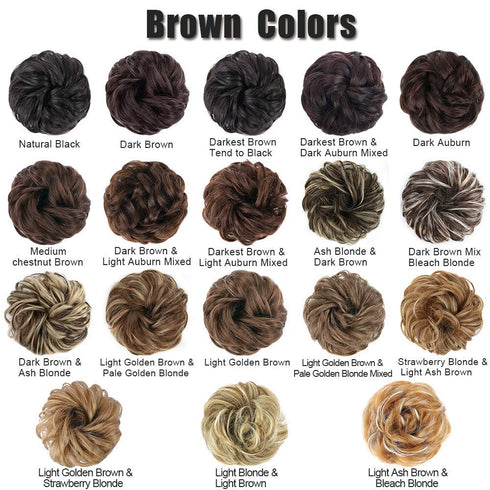 MORICA 1PCS Messy Hair Bun Scrunchies Extension, Curly Wavy Synthetic Chignon for Women