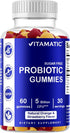 Vitamatic Probiotic Sugar Free Gummies, 5 Billion CFUs for Digestive, Immune & Gut Health, Gluten Free for Men and