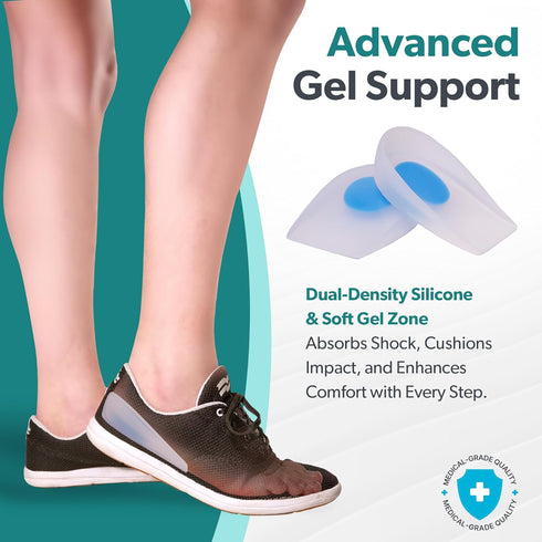BraceAbility Heel Spur Cups - Medical-Grade Silicone Plantar Fasciitis Insole Cushion Pads (Pair - Medium)