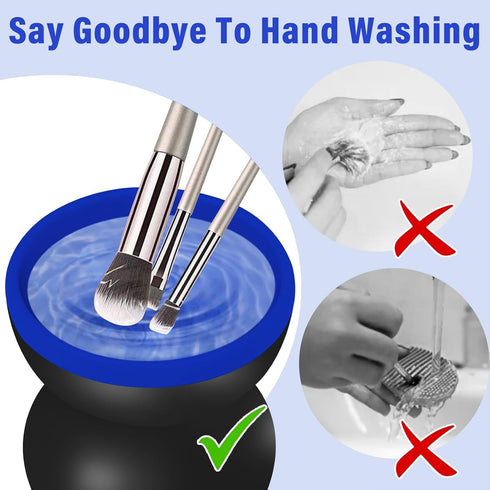 Upgrade Electric Makeup Brush Cleaner Machine, Automatic Spinner for All Size Brushes, Blue