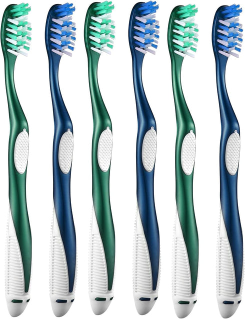 Extra Firm Toothbrushes for Adults, 6 Count, Extra Hard Bristles