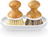 SUBEKYU Dish Brush, Bamboo Dish Scrubber Brush Set with Tray, Natural Kitchen