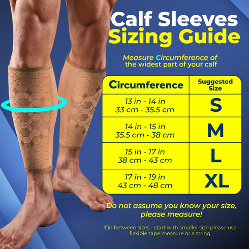 Sparthos Calf Compression Sleeves (Pair) for Men and Women, Calf Pain Relief for Air Travel, Sports