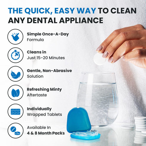 240 Retainer and Denture Cleaning Tablets - 8 Months Supply, Removes Plaque and Stains from Dental Appliances