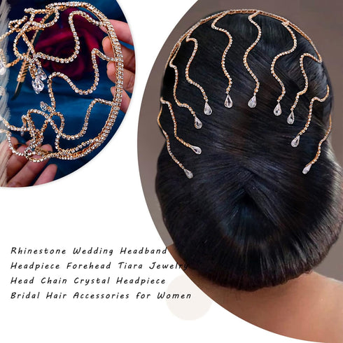 NAISKA Rhinestone Headband Wedding Tiara, Crystal Headpiece Bridal Hair Accessories for Women