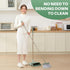 Set, JOYMOOP Dark Teal Green Broom and Dustpan Upright Angle with Built-in Comb Teeth, Ideal for Home, Office
