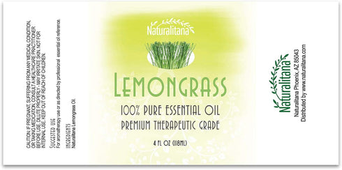 Lemongrass Essential Oil - 4 fl oz Therapeutic Grade for Aromatherapy, Diffuser, Skin, Hair, Candle, Soap