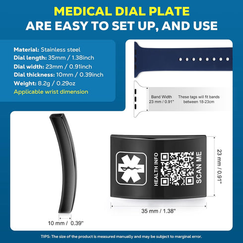 Upgraded Medical Bracelets for Men Women, QR Code Medical Alert ID Wristband, Titanium Steel Fits Wrists 8''-10''