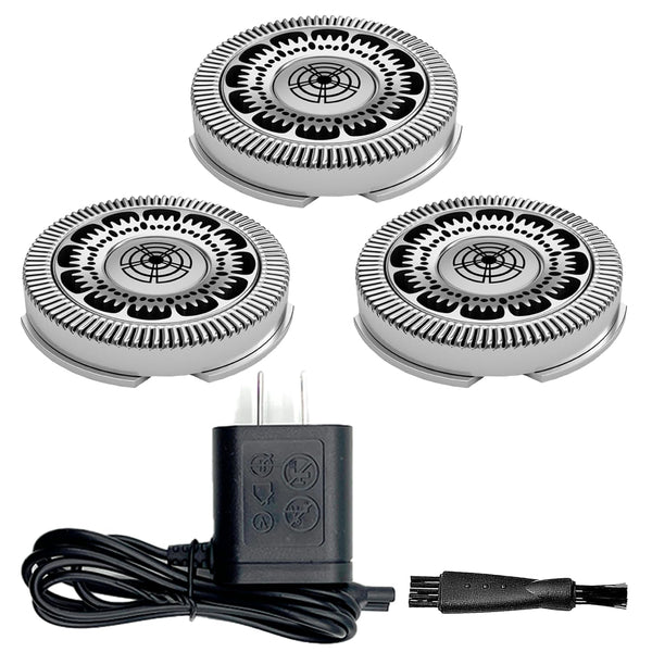 SH90 Replacement Heads for Philips Norelco 9000 Series Electric Razor, Upgrade Blades for 9000 Shaver, 3 Pcs & Charger