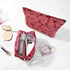 2 Pieces Red Rose Makeup Bag, Large Capacity Canvas Travel Toiletry Bag Organizer for Women