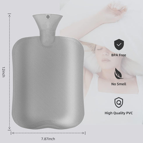Hot Water Bottle with Classic Striped Cover, 2L for Menstrual Cramps, Neck and Shoulder Pain Relief, Hot & Cold Therapy