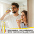 30pcs Disposable Toothbrushes with Toothpaste and Floss, Yellow Bulk Kit for Homeless, Airbnb, Hotel, and Guest Use