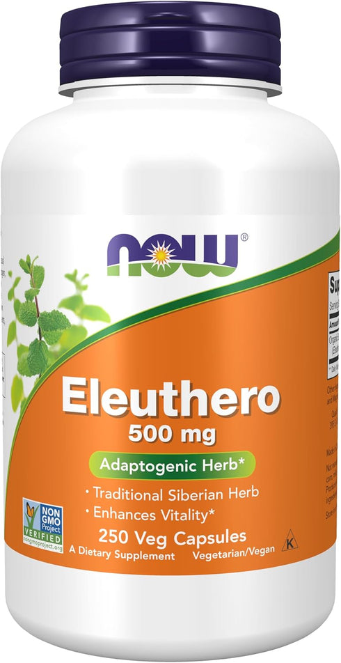 NOW Supplements Eleuthero (Eleutherococcus senticosus) 500 mg, 250 Veg Capsules