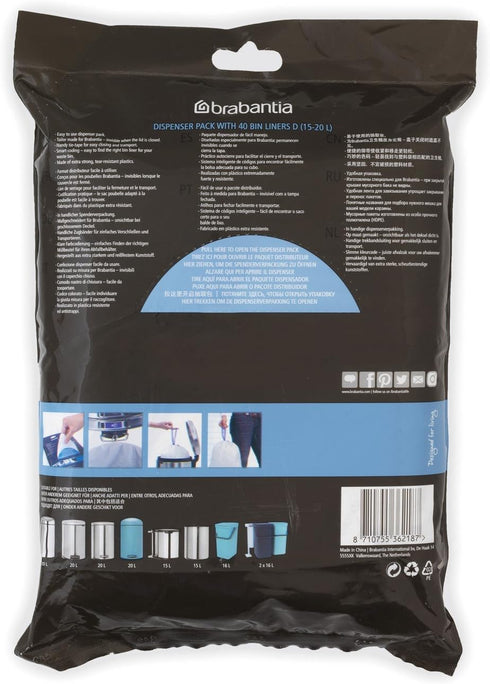 Brabantia 362187 40 Trash Bags Dispenser, 4-5.3 gallon, White by Brabantia