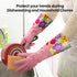 3 Pairs Rubber Cleaning Gloves, Reusable Dishwashing Gloves with Cotton Liner, Long Cuff 16" for Household Use