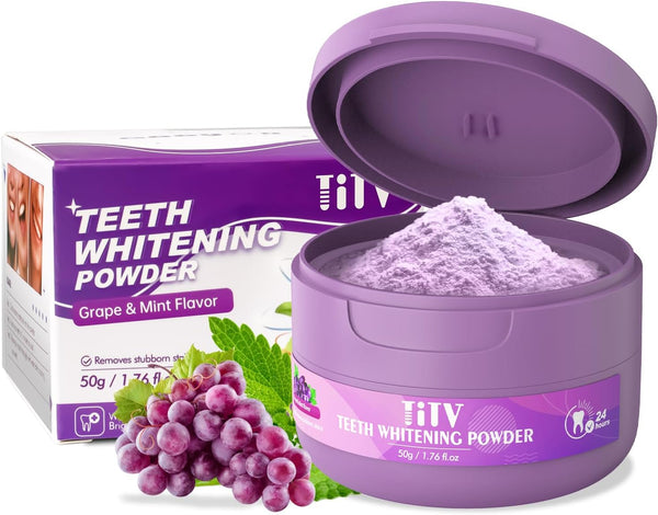 Purple Teeth Whitening, Teeth Whitening Powder Grape & Mint Flavor Tooth Powder