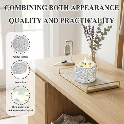 LUXE COVE 200g) Scented Candle, Soy Candle, Non-Toxic Aroma Candles, White Musk Scented, Aquamarine Crystal, Best