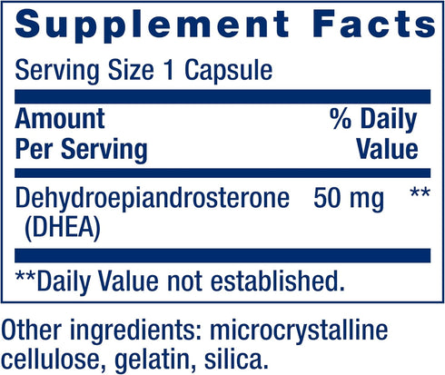 Life Extension DHEA 50 mg, 60 Capsules, Dehydroepiandrosterone Supplement for Hormone Balance & Immune Support