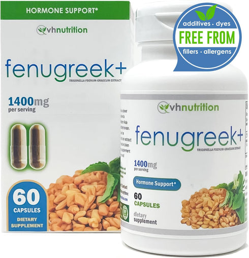 VH Nutrition Fenugreek+ 1400mg, 60 Capsules, Extra Strength Lactation Supplement for Mother's Breastfeeding Support*