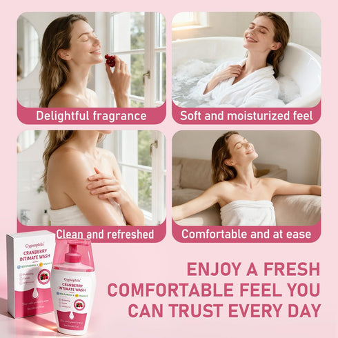 Gypsophila wash,Non-Irritating,6.76 Oz Cranberry Feminine Wash For Intimate Area Hygiene,pH Balance and Vitamin E