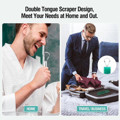RONAVO Tongue Scraper Cleaner, Heavy Duty Scraper for Adults and Kids, 4 Pack with Travel Case