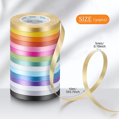 30 Rolls Curling Ribbons, 1/5" Wide x 11 Yards for Wedding and Birthday Party Decorations