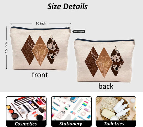Western Gifts Makeup Bag - Geometric Cosmetic Bags, Cowgirl Gifts, Western Stuff for Women