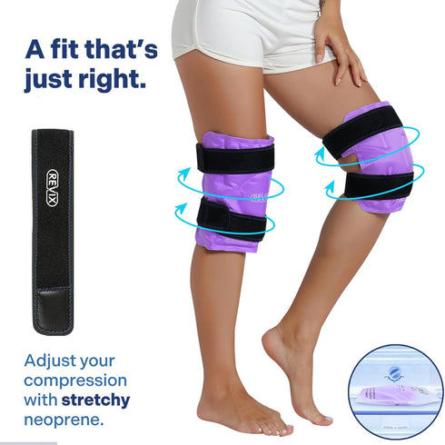 REVIX Knee Ice Pack for Injuries - Reusable Gel Knee Ice Wrap for Arthritis, Meniscus Pain Relief, Set of Two
