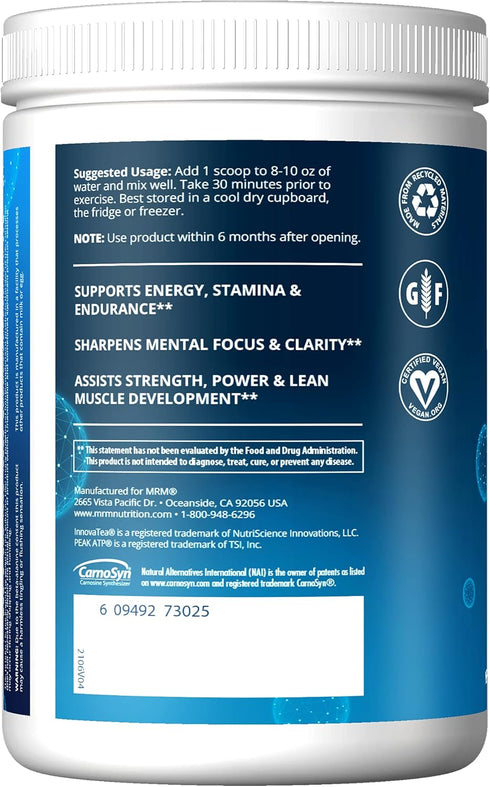 MRM Nutrition Driven Pre-Workout Powder | Strawberry Kiwi | 125mg Caffeine | Vegan Gluten-Free | 29 Servings