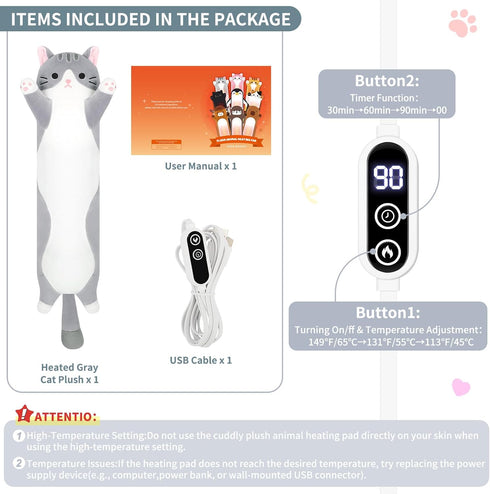 Relief,22 Cat Heating Pad-USB Heated Plush Stuffed Animals for Period Cramps and Menstrual Pain Portable Electric