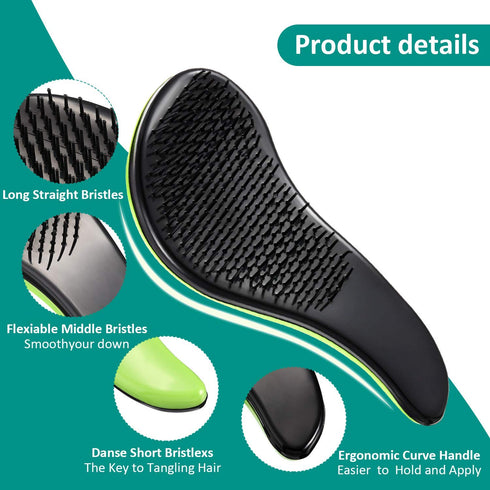 WYNK Detangling Brush 2-Pack for Adults & Kids - Green & Pink Hairbrush for Wet, Curly, Thick Hair, Gentle Knot Remover