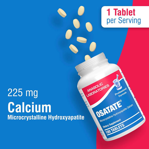 Osatate Microcrystalline Hydroxyapatite Calcium Supplement, 100 Tablets for Bone Strength - Osteo Supplements for Women