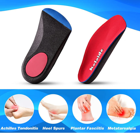Kelaide 3/4 Orthotic Inserts for Plantar Fasciitis – Neutral Arch Support Insoles for Flat Feet and Heel Pain Relief
