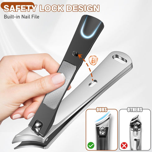 Nail Clippers for Men Thick Toenails, Heavy Duty Angled Toenail Clippers with Wide Jaw Opening, Sharp Stainless Steel