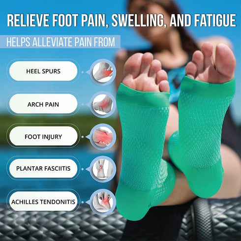 SB SOX Ankle Compression Sleeve, Plantar Fasciitis Compression Socks, Best Arch Support for Heel Pain Relief, Blue,