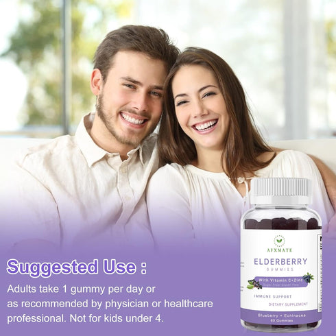 Sambucus Elderberry Gummies - Black Elderberry with Zinc and Vitamin C for Adults, Sugar Free Kids Multivitamin Gummies