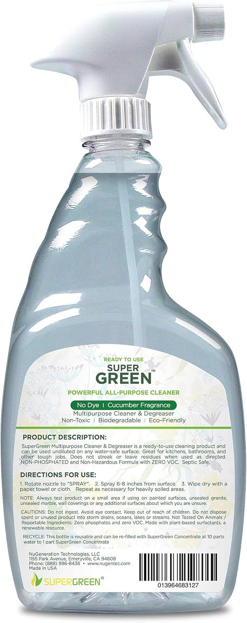 Powerful All-Purpose Cleaner and Degreaser | USDA Certified Bio-Based, Non-toxic, NO Ammonia or Phosphates, Cucumber Fragrance 32 fl oz 1 Pack…