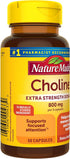 Nature Made Extra Strength Choline Supplements, 800 Mg per 3 Capsules, 60 Capsules, Brain Health, Mood, Muscle & Liver