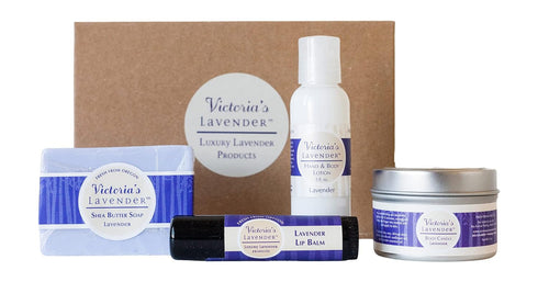 Victoria's Lavender Bath and Body Products Gift Set - Handmade Soap, Lotion, Lip Balm, Body Candle for Women, Lavender