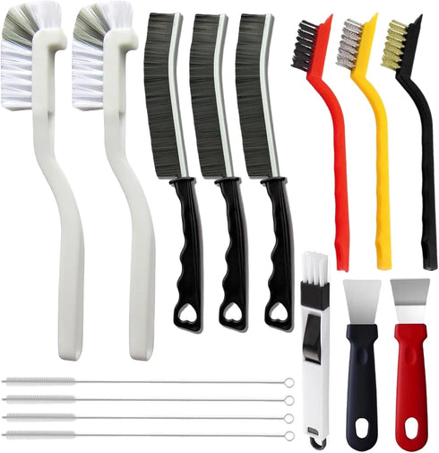 KZOZVAEB 15Pcs Crevice Cleaning Brush Set, Hard Bristle Scrub Brushes Tools for Deep