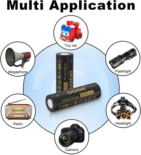 3.7 Volt 2??1??7??0??0 Rechargeable Battery 5??00??0mAh Battery 2 Pack Large Capacity Batteries for LED Flashlight, Headlamps, etc